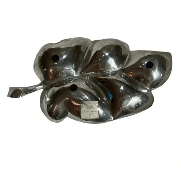 Aluminum Artistic Accents Leaf Sectioned Appetizer/Candy Platter - Picture 4 of 5